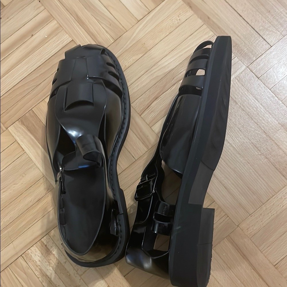 Black Strappy Sandals leather for men